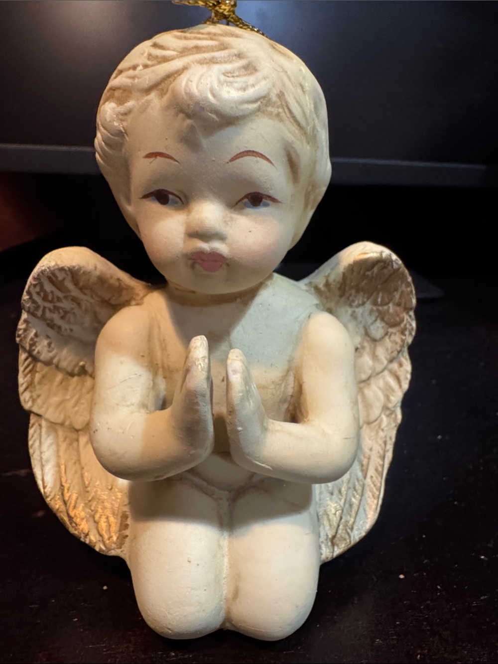 Praying Cherub Figurine/Ornament in Cream